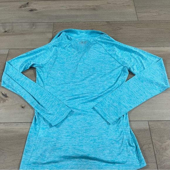 Under Armour Women's Tech Twist Half Zip Heathered Blue Long Sleeve Shirt - Picture 11 of 13